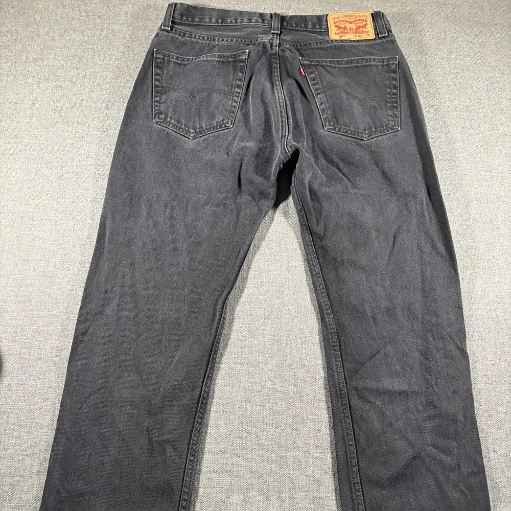 Levi's 505 Regular Fit Jeans Mens 33x29 Faded Black Straight Leg Denim